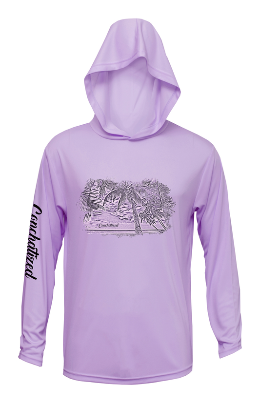 YOUTH Performance Long Sleeve with Hood, Palm Trees in Paradise
