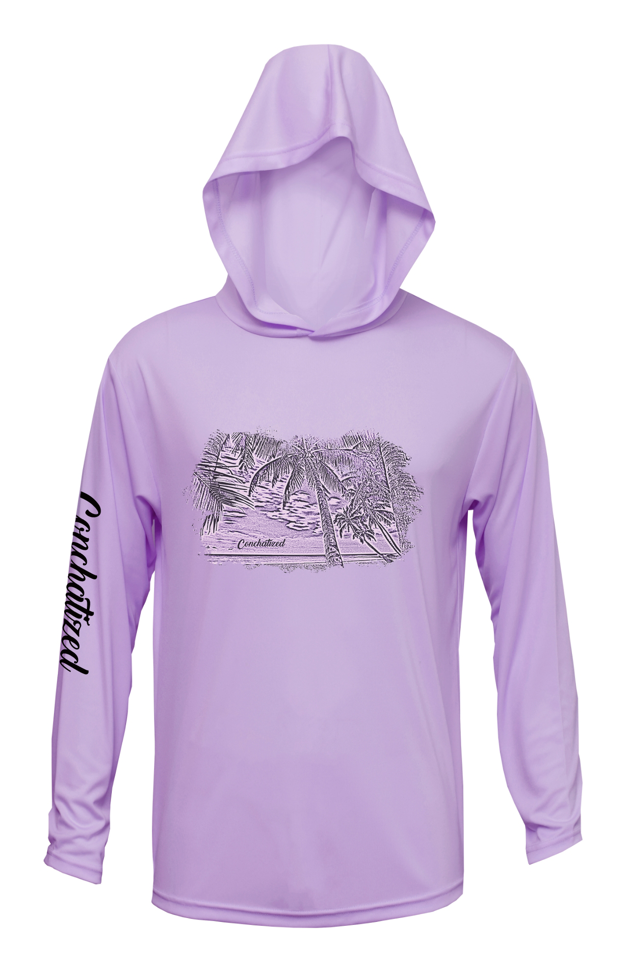 YOUTH Performance Long Sleeve with Hood, Palm Trees in Paradise